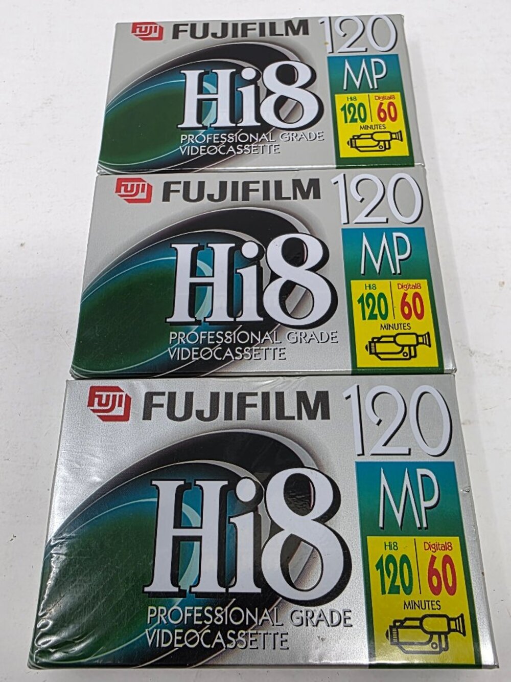 New Sealed Lot of 3 FUJIFILM Hi8 MP 120 Professional Grade Videocassettes P6-120